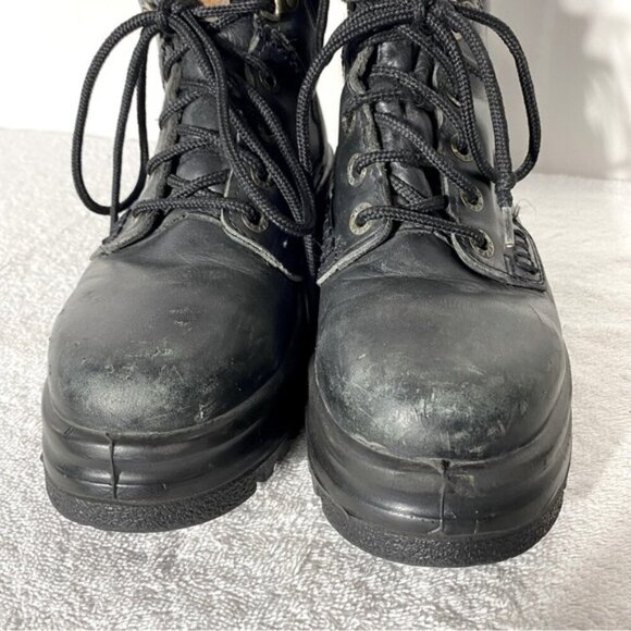 Terra Black Leather Lace Up Oil & Acid Resistant Protective Ankle Boots 8.5 - Picture 12 of 15